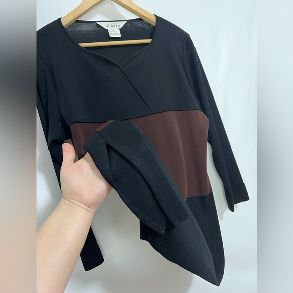Exclusively Misook Black Brown Colorblock Long Sleeve‎ size XL - Picture 4 of 12
